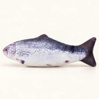FinFlip Silver Fish plush cat toy with dark speckled markings.